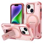 For iPhone 14 Plus Armor Magsafe Holder PC Hybrid TPU Phone Case(Pink) - 1