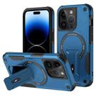 For iPhone 14 Pro MagSafe Holder Armor PC Hybrid TPU Phone Case(Dark Blue) - 1