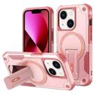 For iPhone 13 Armor Magsafe Holder PC Hybrid TPU Phone Case(Pink) - 1