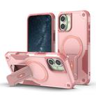 For iPhone 16 Plus Armor Magsafe Holder PC Hybrid TPU Phone Case(Pink) - 1