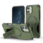 For iPhone 16 Plus Armor Magsafe Holder PC Hybrid TPU Phone Case(Army Green) - 1