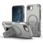 For iPhone 16e Armor Magsafe Holder PC Hybrid TPU Phone Case(Grey) - 1