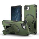 For iPhone 16e Armor Magsafe Holder PC Hybrid TPU Phone Case(Army Green) - 1
