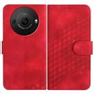 For Sharp Aquos R8 Pro SH-51D YX0060 Elephant Head Embossed Phone Leather Case with Lanyard(Red) - 1