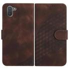 For Sharp Aquos R3 YX0060 Elephant Head Embossed Phone Leather Case with Lanyard(Coffee) - 1