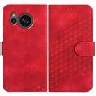 For Sharp Aquos sense7/SH-53C/SHG10 YX0060 Elephant Head Embossed Phone Leather Case with Lanyard(Red) - 1