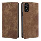 For TCL 50 SE 4G RFID Anti-theft Brush Magnetic Leather Phone Case(Brown) - 1
