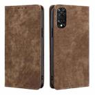 For TCL 505 4G RFID Anti-theft Brush Magnetic Leather Phone Case(Brown) - 1