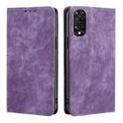 For TCL 505 4G RFID Anti-theft Brush Magnetic Leather Phone Case(Purple) - 1