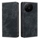 For TCL 50 XL RFID Anti-theft Brush Magnetic Leather Phone Case(Black) - 1