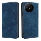 For TCL 50 XL RFID Anti-theft Brush Magnetic Leather Phone Case(Blue) - 1