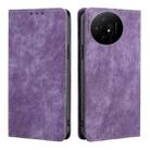 For TCL 50 XL RFID Anti-theft Brush Magnetic Leather Phone Case(Purple) - 1