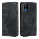 For TCL 501 4G RFID Anti-theft Brush Magnetic Leather Phone Case(Black) - 1