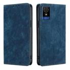 For TCL 501 4G RFID Anti-theft Brush Magnetic Leather Phone Case(Blue) - 1