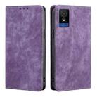 For TCL 501 4G RFID Anti-theft Brush Magnetic Leather Phone Case(Purple) - 1