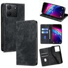 For TCL 503 4G RFID Anti-theft Brush Magnetic Leather Phone Case(Black) - 1