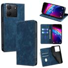For TCL 503 4G RFID Anti-theft Brush Magnetic Leather Phone Case(Blue) - 1