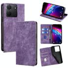 For TCL 503 4G RFID Anti-theft Brush Magnetic Leather Phone Case(Purple) - 1