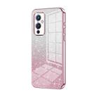 For OnePlus 9 Gradient Glitter Powder Electroplated Phone Case(Pink) - 1