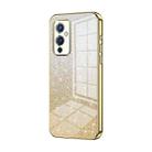 For OnePlus 9 Gradient Glitter Powder Electroplated Phone Case(Gold) - 1