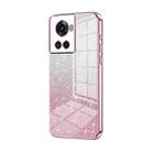 For OnePlus Ace / 10R Gradient Glitter Powder Electroplated Phone Case(Pink) - 1