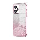 For Realme 9 Pro+ / Narzo 50 Pro Gradient Glitter Powder Electroplated Phone Case(Pink) - 1