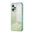 For Realme 9 Pro+ / Narzo 50 Pro Gradient Glitter Powder Electroplated Phone Case(Green) - 1