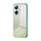 For Realme 10 Pro+ Gradient Glitter Powder Electroplated Phone Case(Green) - 1