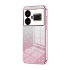 For Realme GT5 Gradient Glitter Powder Electroplated Phone Case(Pink) - 1