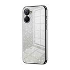 For Realme V20 Gradient Glitter Powder Electroplated Phone Case(Black) - 1