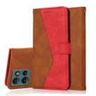 For Motorola Edge 50 5G Dual-color Stitching Leather Phone Case(Brown Red) - 1