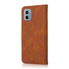 For Motorola Moto E15 Dual-color Stitching Leather Phone Case(Brown Red) - 3