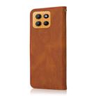 For Motorola Moto G15 Dual-color Stitching Leather Phone Case(Brown Red) - 3