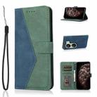 For Xiaomi Redmi 13C 4G Dual-color Stitching Leather Phone Case(Blue Green) - 1