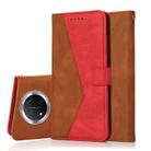 For Honor X9C Dual-color Stitching Leather Phone Case(Brown Red) - 1