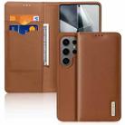 For Samsung Galaxy S25 Ultra 5G DUX DUCIS Hivo Series Cowhide + PU + TPU Flip Phone Case(Brown) - 1