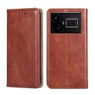 For Realme GT5 / GT5 240W Gloss Oil Solid Color Magnetic Leather Phone Case(Brown) - 1