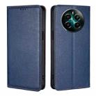 For Realme 12+ 5G Gloss Oil Solid Color Magnetic Leather Phone Case(Blue) - 1