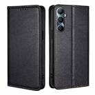 For Realme C65 4G Gloss Oil Solid Color Magnetic Leather Phone Case(Black) - 1