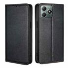 For Realme C61 4G Gloss Oil Solid Color Magnetic Leather Phone Case(Black) - 1