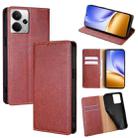 For Realme 14 5G Global Gloss Oil Solid Color Magnetic Leather Phone Case(Brown) - 1