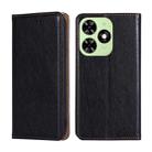 For Tecno Spark Go 2024 Gloss Oil Solid Color Magnetic Leather Phone Case(Black) - 1