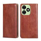 For Tecno Spark Go 2024 Gloss Oil Solid Color Magnetic Leather Phone Case(Brown) - 1