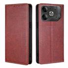 For Tecno Pova 6 5G Gloss Oil Solid Color Magnetic Leather Phone Case(Brown) - 1