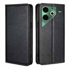 For Tecno Pova 6 Neo 4G Gloss Oil Solid Color Magnetic Leather Phone Case(Black) - 1