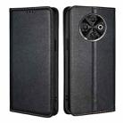 For Tecno Spark 30C 4G Gloss Oil Solid Color Magnetic Leather Phone Case(Black) - 1