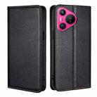 For Huawei Pura 70 Gloss Oil Solid Color Magnetic Leather Phone Case(Black) - 1