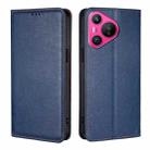 For Huawei Pura 70 Gloss Oil Solid Color Magnetic Leather Phone Case(Blue) - 1