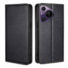 For Huawei Pura 70 Pro / Pro+ Gloss Oil Solid Color Magnetic Leather Phone Case(Black) - 1