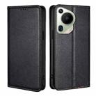 For Huawei Pura 70 Ultra Gloss Oil Solid Color Magnetic Leather Phone Case(Black) - 1